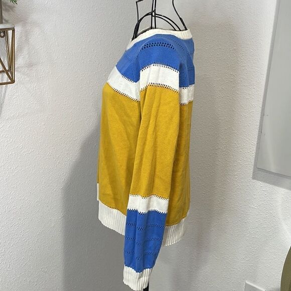 Cable Stitch Women's Colorblock Boxy Pullover Sweater | size S - Picture 4 of 8